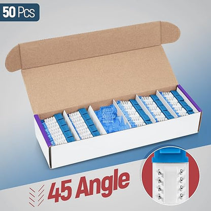Everest 45° Angled RJ45 Cat5e Keystone Jacks 50-Pack in Blue - Slim Profile Female RJ45 Connectors - Cat 5e Keystone Jack - Compatible with 45° Angled Speed Termination Tool - 45Term (B0BL3GS7ZY)