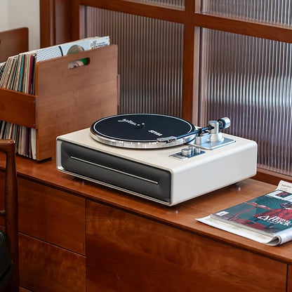 SEVIA Record Player Vintage Turntable for Vinyl Records with Built-in Speakers Bluetooth Retro Phonograph