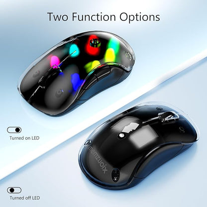 memzuoix 2.4G LED Wireless Mouse, Rechargeable Ergonomic Mouse with Detachable Cover, 1200 DPI Portable Optical Computer Mouse with USB Receiver for Laptop, PC, Desktop and MacBook, 5 Buttons-Black