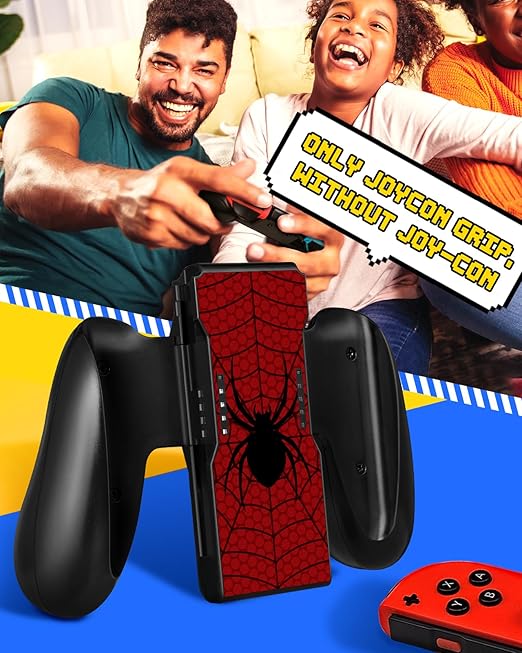 Lotadilo Joy-Con Grip for Nintendo Switch/Switch Oled - JoyCon Comfort Hand Grips Controller for Men Teen Boys Cool Cartoon Anime Design, Red Black