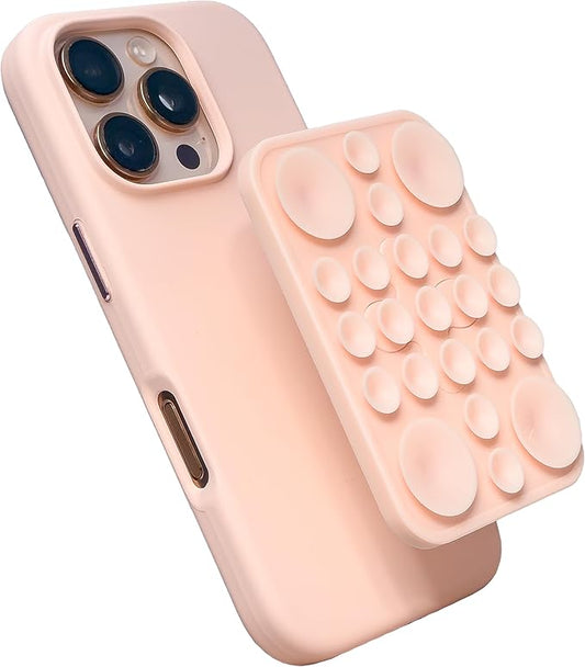 The Clingy Thingy Magnetic Phone Grip - Removable iPhone Suction Grip for Hands-Free FaceTime - Workouts, Influencers & Content Creator Essentials, Compatible with iPhone 12 -17 (Pink Champagne)