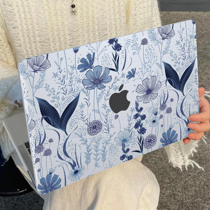 LCMOCICO for MacBook Pro 13 Inch Case 2022 2021 2020 Release A2338 M2 M1 A2251 A2289, Plastic Hard Shell Case for MacBook Pro 13.3 inch with Touch Bar & Touch ID, Navy Blue Wild Flowers
