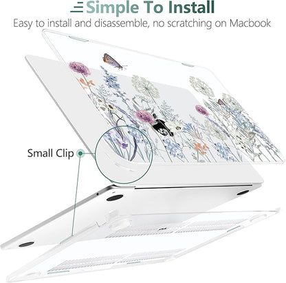 TWOLSKOO Compatible with M4 MacBook Air 13.6 inch Case 2025-2022 Release M4 A3240 M3 A3113 M2 A2681, Plastic Hard Shell & Keyboard Cover & Type C Adapter & Screen Protector, Dandelions