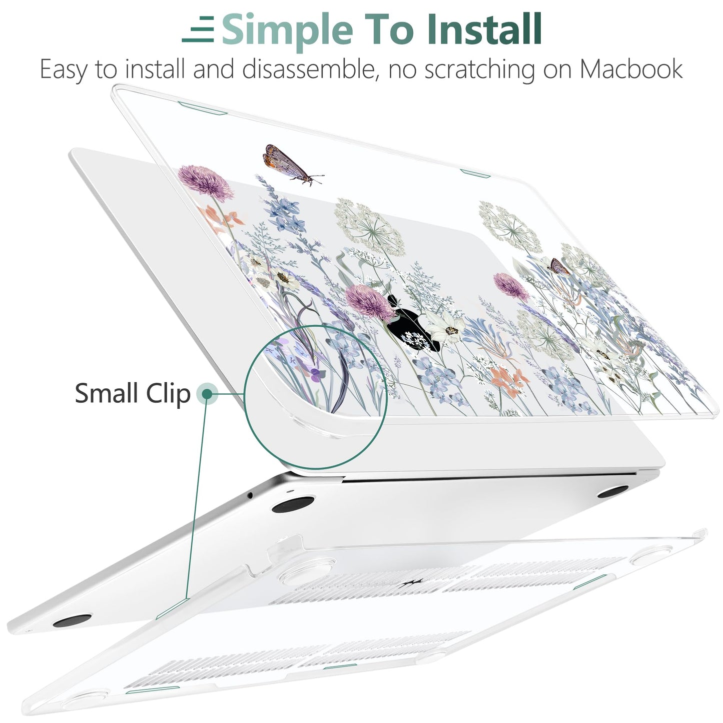 TWOLSKOO for MacBook Air 15 inch Case 2026 2025 2024 2023 Release M5 A3448 M4 A3241 M3 A3114 M2 A2941, Plastic Hard Shell & Screen Protector & Keyboard Cover & Type C Adapter, Dandelions