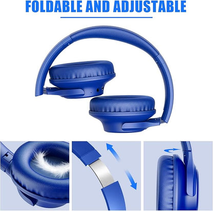 KVIDIO Bluetooth Headphones Over Ear, 65 Hours Playtime Wireless Headphones with Microphone, Foldable Lightweight Headset with Deep Bass, HiFi Stereo Sound Low Latency for Travel Work Cellphone