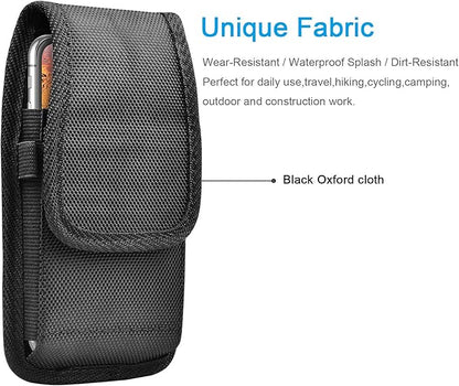 for Samsung Galaxy S25 Ultra S24 S23 S22 S21 S20 FE S10 S9 A03S A20 A50 A51 A16 A15 A14 A10e Holster Nylon Cell Phone Pouch Belt Holder Carrying Case with Clip,Black