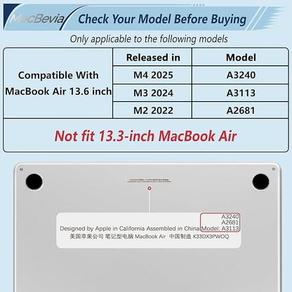 Compatible with MacBook Air 13.6 inch Case, M4 A3240/M3 A3113/M2 A2681 (Released 2025 to 2022), Hard Shell, Keyboard Cover, Screen Protector, Webcam Cover & Type-C Adapter, Daisies