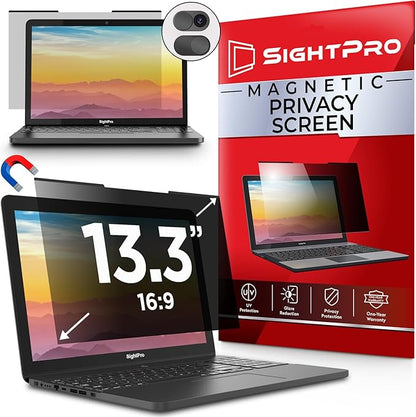 Magnetic Laptop Privacy Screen 13.3 Inch 16:9 - Removable Computer Privacy Filter Shield and Protector