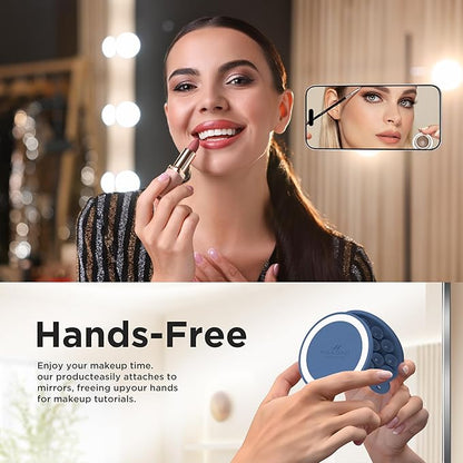 Magnetic Suction Cup Phone Mount for MagSafe Case, Silicone Hands-Free Grip Holder for iPhone and Android, Mirror Shower Phone Stand for Makeup FaceTime Gym Kitchen Bathroom, Azure Blue