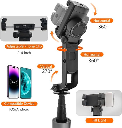 71" Tripod for iPhone with Light, Auto Face Tracking Selfie Stick Tripod, Upgrade Strong Gimbal Stabilizer 360 Rotation with Remote for Content Creator Vlog Live Streaming Video Record Tiktok YouTube