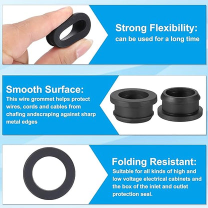 PATIKIL 25mm / 1 Inch Drill Hole,13/16 Inch ID Rubber Grommets, 3Pcs Top Hat Grommet for Wiring Eyelet Ring Gasket Automotive Firewall Cable Hole Plugs Wires Protection, Black