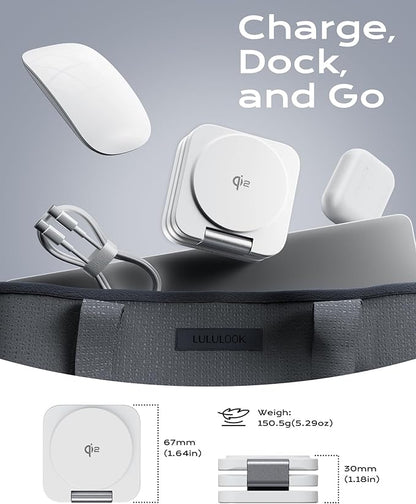 Qi2 Certified 3 in 1 Travel Charger MagSafe Compatible, Upgraded Foldable Wireless Charger Stand, Mag-Safe 3 in 1 Charging Station,15W Fast Charging for iPhone 17/16/15/14/13/12, Apple Watch, AirPods