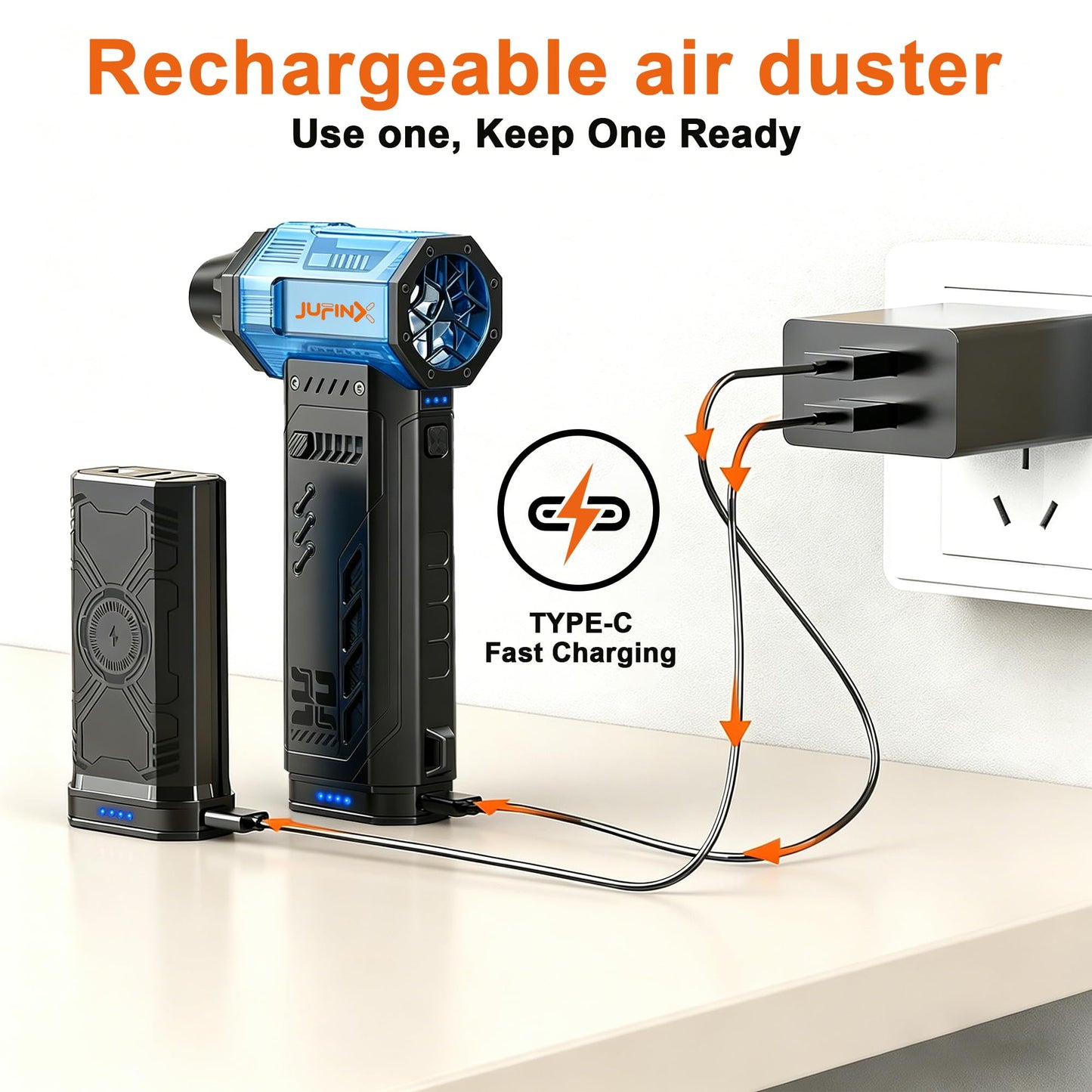 Electric air Duster，250,000RPM Super Power mini Blower,2 Swappable Battery