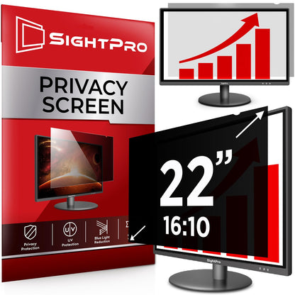 SightPro 22 Inch 16:10 Computer Privacy Screen Filter for Monitor - Privacy Shield and Anti-Glare Protector