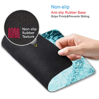 IMAYONDIA Blue Teal Green Sea Waves Mouse Pad, Square Ocean Mouse Pad Waterproof Non-Slip Rubber Base MousePads for Office Laptop, 9.5 inch x7.9 inch