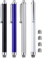 Stylus, 4 Pcs 5.0 Inch Mesh Fiber Tip Stylus Pens for Touch Screen, Compatible with iPad, iPhone, Kindle Fire, 4 Extra Replaceable Hybrid Fiber Tips (White, Black, Silver, Blue)