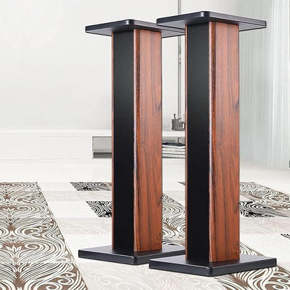Speaker Stands Wood Grain 28 Inch Universal Floor Speaker Stands Pair Heavy Duty Surround Sound Speaker Monitor Stand for Home Theater with Sand Filling Tuning Function - 1 Pair