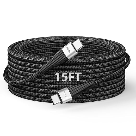 Extra Long USB C to USB C Cable 15FT 100W, USB C Charger Cable Fast Charging Cord Braided, Type C Cable for iPhone 16 15/15Plus/15Pro/Max, MacBook Pro/Air, iPad Pro/Air/Mini,Samsung,Pixel,Laptop