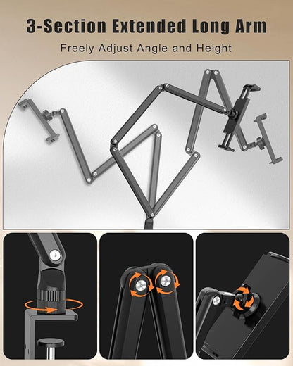Tablet Stand for iPad, Aluminum Multi-Angle Adjustable Tablet Holder, Heavy-Duty Metal Base for Desk, Compatible with 5.1''-13'' iPad Pro, Surface, Kindle, Tablets, Portable Monitors and More (ZMXBZJ)