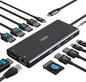 Dell HP USB C Docking Station - Dual/3 Monitor Triple Display, 2X HDMI 4K, DP, Ethernet, 6 USB, PD, SD/TF, Audio, Adapter 14 in 1 for Lenovo