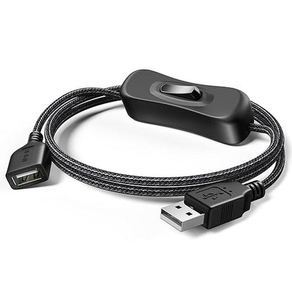 ANDTOBO USB Switch Extension Cable, (Upgraded Data + Power) USB Extension Cord with On/Off Power Switch Cable for LED Strips, iOS System, etc- 3.3 FT