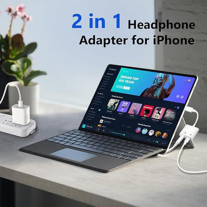 Seulliya USB C to 3.5mm Headphone Jack and Charger Adapter, 2-in-1 Audio & Fast Charging Splitter for Apple iPhone 17/16/15/Pro/Pro Max, iPad, Samsung, Pixel, and More 3Pack