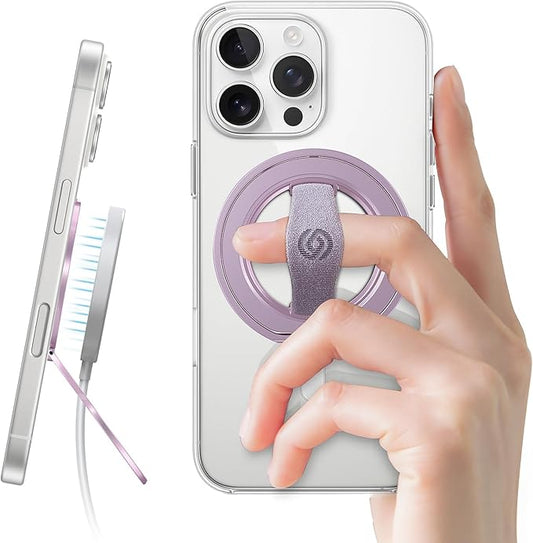 EWA MagOne 3rd Gen [Compatible with MagSafe] Phone Grip Stand with Finger Strap, Removable Magnetic Ring Holder Kickstand Loop for iPhone 17,16,15,14,13,12 Series (Purple)