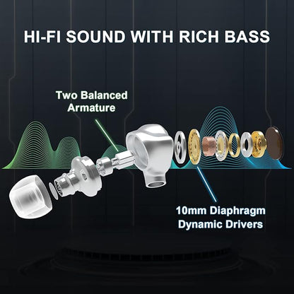 BASN Metalen 4 Drivers in-Ear Monitor Headphones, Wired Earbuds, Sapphire