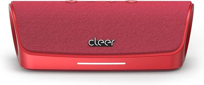 Cleer Scene Wireless Bluetooth Speaker, Stereo Wireless Pairing, Waterproof IPX7, 12Hrs Play time, Deep Bass, Built-in Mic, Powerful Portable Speakers, for Outdoor & Party, Home,Red