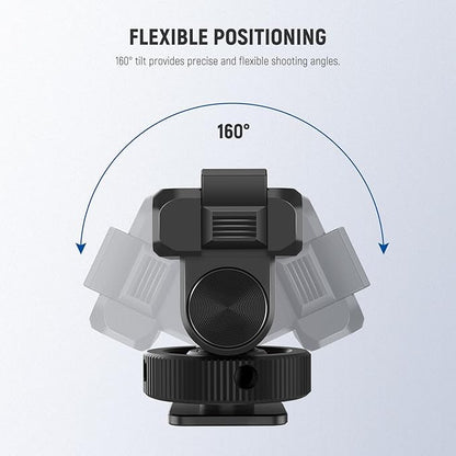 NEEWER Mount Adapter Compatible with DJI Osmo 360 / Action 5 Pro/4/3, Metal Magnetic Quick Release Action Camera Adapter Mount with 160° Tilt, Cold Shoe, 1/4" Thread, AC012