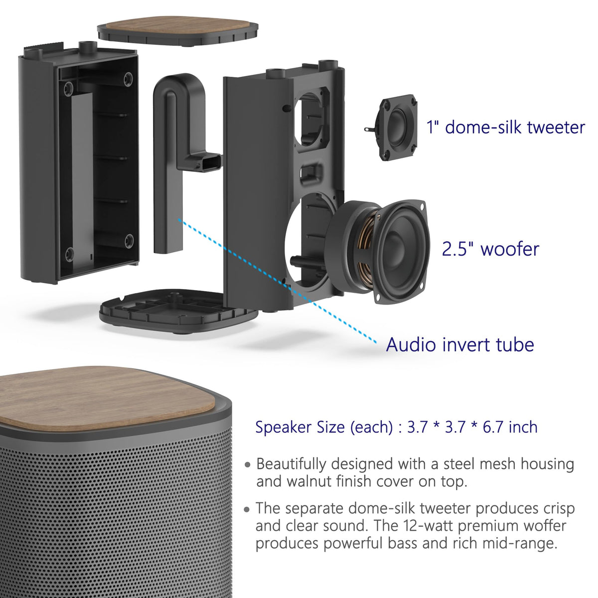 KEiiD Bluetooth Computer Speakers with Wireless Touch Control Pod for PC Laptop/Desktop Wireless Stereo Gaming Speakers, 4 EQ Modes, Aesthetic Style, New Model