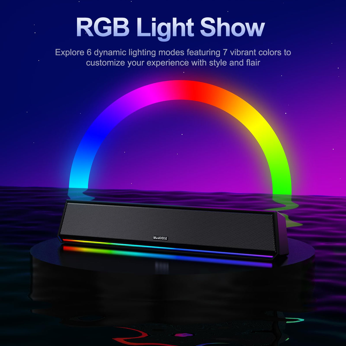 Bluedee Computer Speakers for Desktop PC, Bluetooth & USB PC Sound Bar RGB