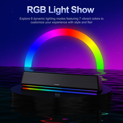 Bluedee Computer Speakers for Desktop PC, Bluetooth & USB PC Sound Bar RGB