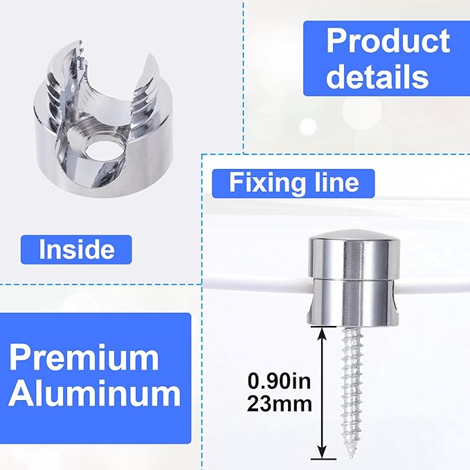 SmallCat 5 Sets Charger Holders for Cords, Silver Adjustable Cable Anchor Holders, Adhesive Metal Cord Clips, Cable Management Wire Organizers for Desk, Office, Nightstand