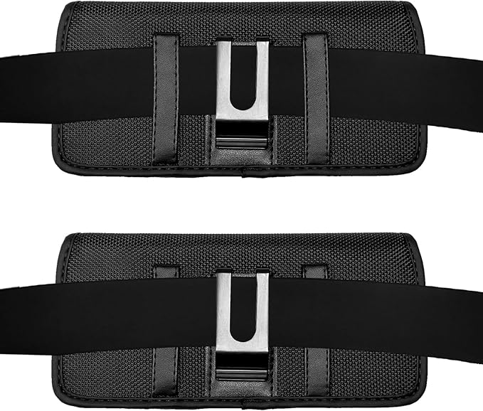 Nylon Cellphone Holster for iPhone SE (2020/2022), 11 Pro, XS/X, 8/7/6S/6, Alcatel Insight, LG Aristo 2, Galaxy S10e - Horizontal Case Canvas Waist Carrying Pouch with Belt Clip/Loops, Black