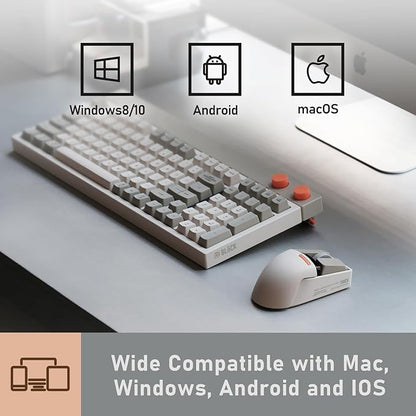LOFREE Touch PBT Wireless Mouse with USB Receiver, Bluetooth, Wired Connection, Rechargeable, 4000 DPI with OLED Screen Compatible with Glass Surface for Mac Windows PC Notebook/Tofu White 2025