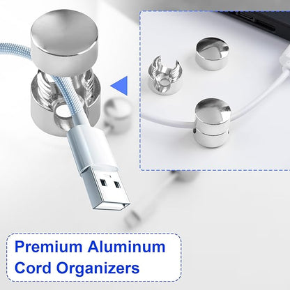 3 Sets Charger Holders for Cords, Silver Adjustable Cable Anchor Holders, Adhesive Metal Cord Clips, Cable Management Wire Organizers for Desk, Office, Nightstand