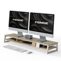 Fenge Dual Monitor Riser for Desk, Open Shelf with 3 Storage Compartments