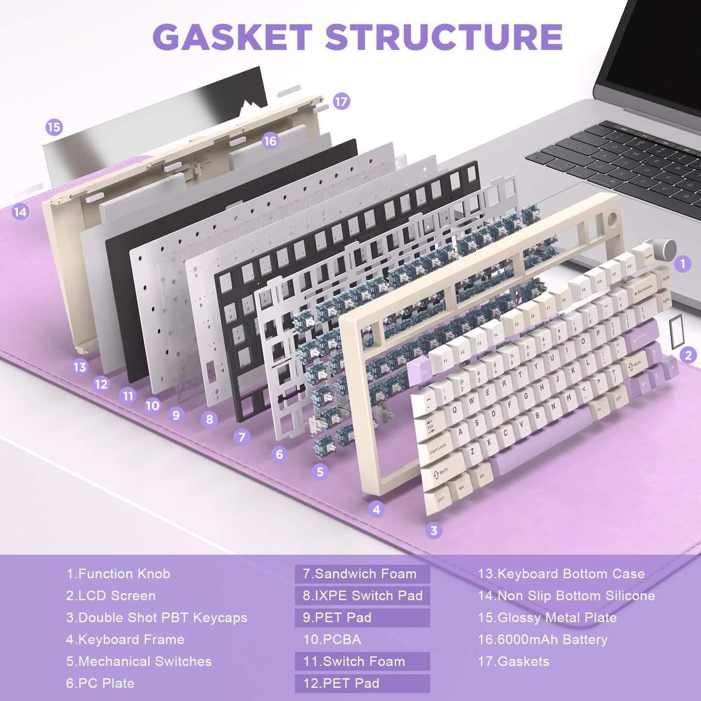 YUNZII AL80 75% Wireless Aluminum Mechanical Keyboard(Beige, Gateron Zero)