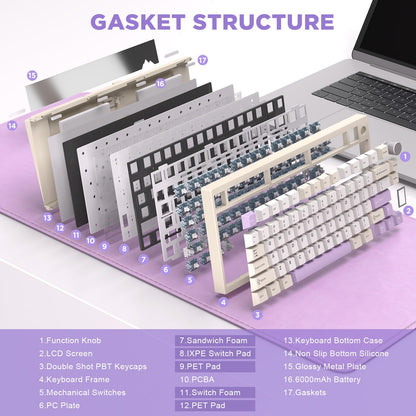 YUNZII AL80 75% Wireless Aluminum Mechanical Keyboard(Beige, Gateron Zero)
