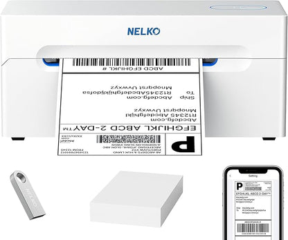 Nelko Bluetooth Thermal Shipping Label Printer, Wireless 4x6 Shipping Label Printer for Small Business, Support Android, iPhone and Windows, Widely Used for Amazon, Ebay, Shopify, Etsy(White)