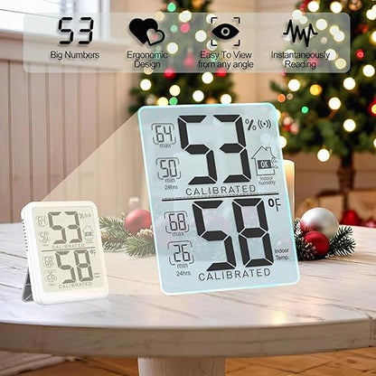Antonki Room Thermometer, Digital Small Hygrometer Indoor Thermometer Humidity Gauge, Temperature Humidity Meter with Max/Min Record Monitor Sensor for Home, Plants - Battery Included