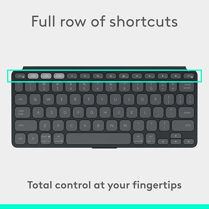 Logitech Keys-to-GO 2 Portable Bluetooth Tablet Keyboard with Built-in Cover, Slim & Compact Wireless Keyboard for Windows, Android, Linux, iPad, iPhone, Mac, Apple TV - Graphite