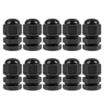 XHF 10 Pcs 1/4" IP68 Strain Relief Nylon Cord Grip NPT Cable Glands Adjustable UL Listed and RoHS Compliant (Black)