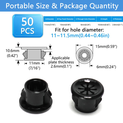 BOPOREAE Cable Grommet, Snap Bushing 7/16" (11 mm) Mounting Diameter