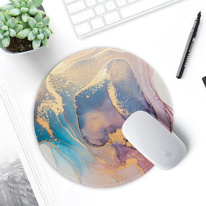 ITNRSIIET Round Mouse Pad with Stitched Edge Premium-Textured Waterproof Non-Slip Rubber Base Desktop Protection Mat Diameter 8.7 inches, Abstract Marble Texture