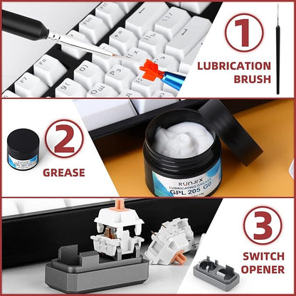 YIMAGUJRX RUNJRX 36 Switches Acrylic Lube Station for Keyboard Switch,GPL 205G0 0.53oz/15g, Switch Opener for MX Cherry Akko Panda Kailh Switch Tester,Switch Lube Kit for Gaming Keyboard