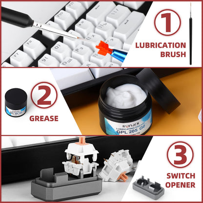 YIMAGUJRX RUNJRX 36 Switches Acrylic Lube Station for Keyboard Switch,GPL 205G0 0.53oz/15g, Switch Opener for MX Cherry Akko Panda Kailh Switch Tester,Switch Lube Kit for Gaming Keyboard