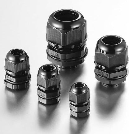 50 PCS 1/2"(6-12.5mm) NPT Nylon Cable Gland Joints with Gaskets, IP68 Adjustable Lock Nut Strain Relief Cord Grip Waterproof Cable Glands - UL Listed and RoHS Compliant