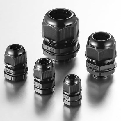 RTHIEAI 50 PCS 1/2"(6-12.5mm) NPT Nylon Cable Gland Joints with Gaskets, IP68 Adjustable Lock Nut Strain Relief Cord Grip Waterproof Cable Glands - UL Listed and RoHS Compliant